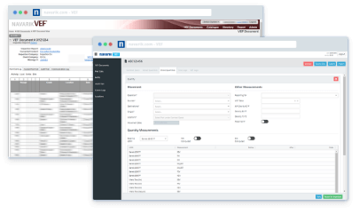 Two overlapping screenshots of Navarik VEF product.